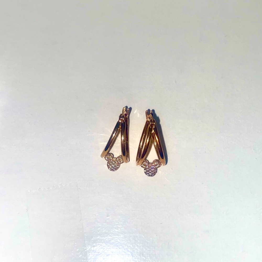 NEW IN BOX LIMITED Mickey Mouse Icon Small Huggie Hoops by CRISLU- Rose Gold